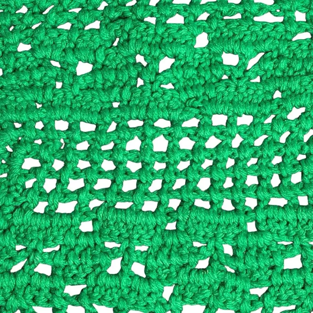 Vintage Hand Made Crocheted Placemats Green Christmas Oval Lot of 2 Holiday